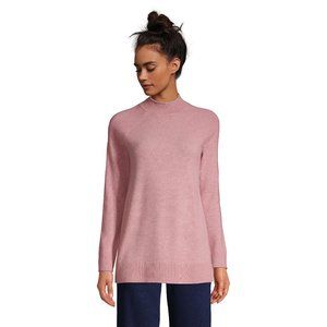 Lands' End Women's Cashmere Roll Neck Tunic Sweater - Mauve Blush Heather